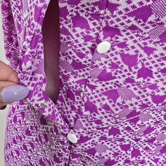 VTG 60's-70's Homemade Floral Geometric Long Sleeve Button Down Dress Sz S - Picture 9 of 14